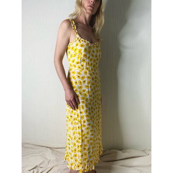 FAITHFULL THE BRAND Noemie Marigold Constance Floral Midi Dress US 4 - Picture 10 of 14